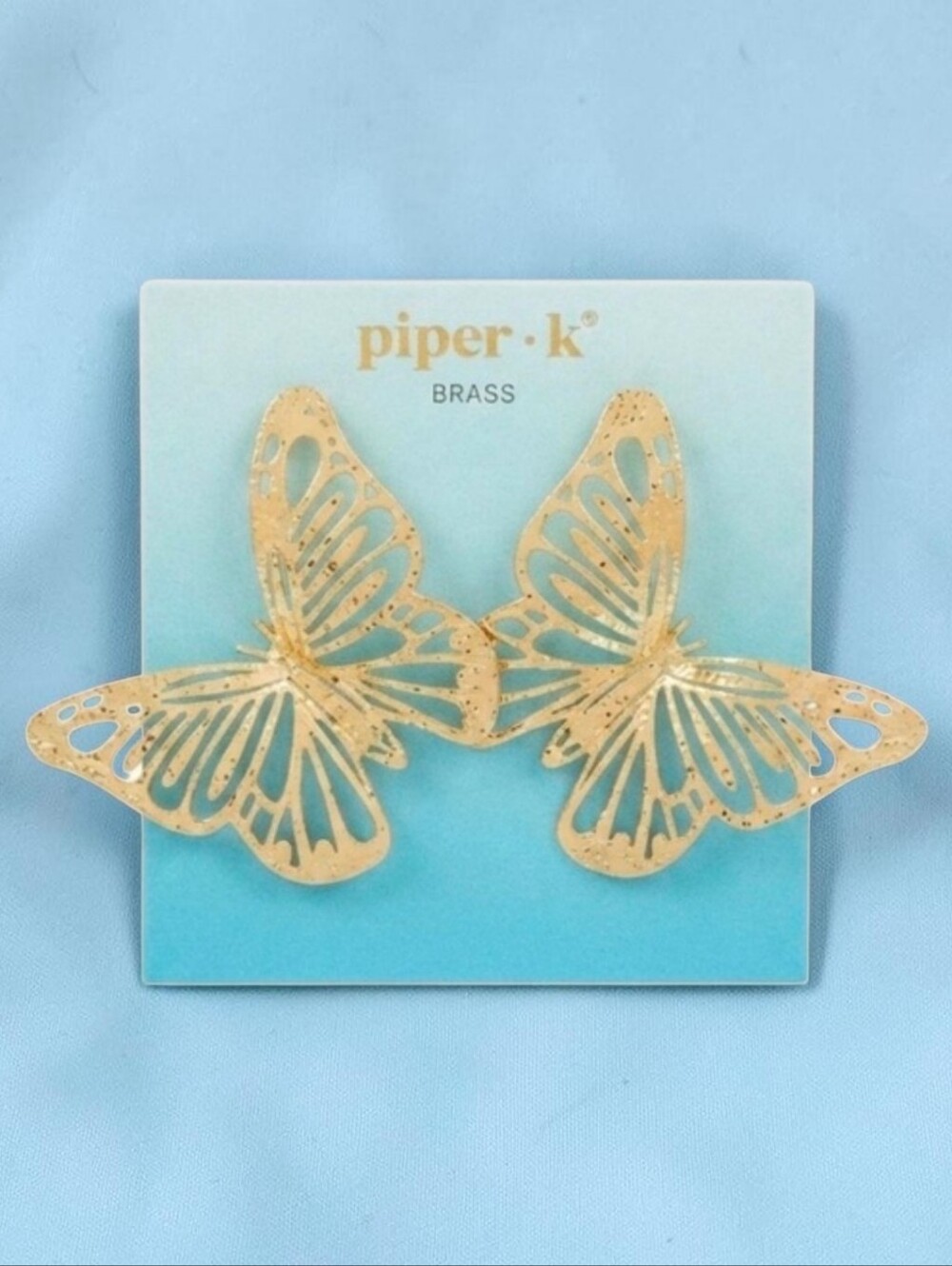 💛▪️Piper k▪️ Brass Butterfly Statement Earrings - Gold